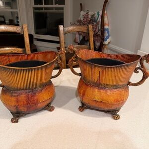 Vintage Orange and Brown Vases